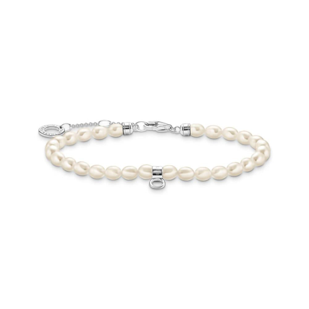 Silver Mini Pearl Beaded Charm Bracelet