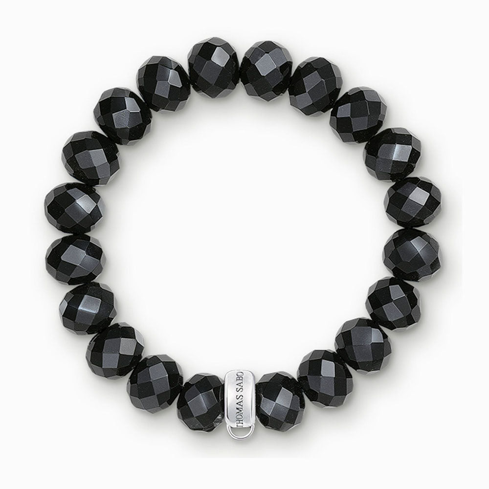 Obsidian Charm Bracelet Silver