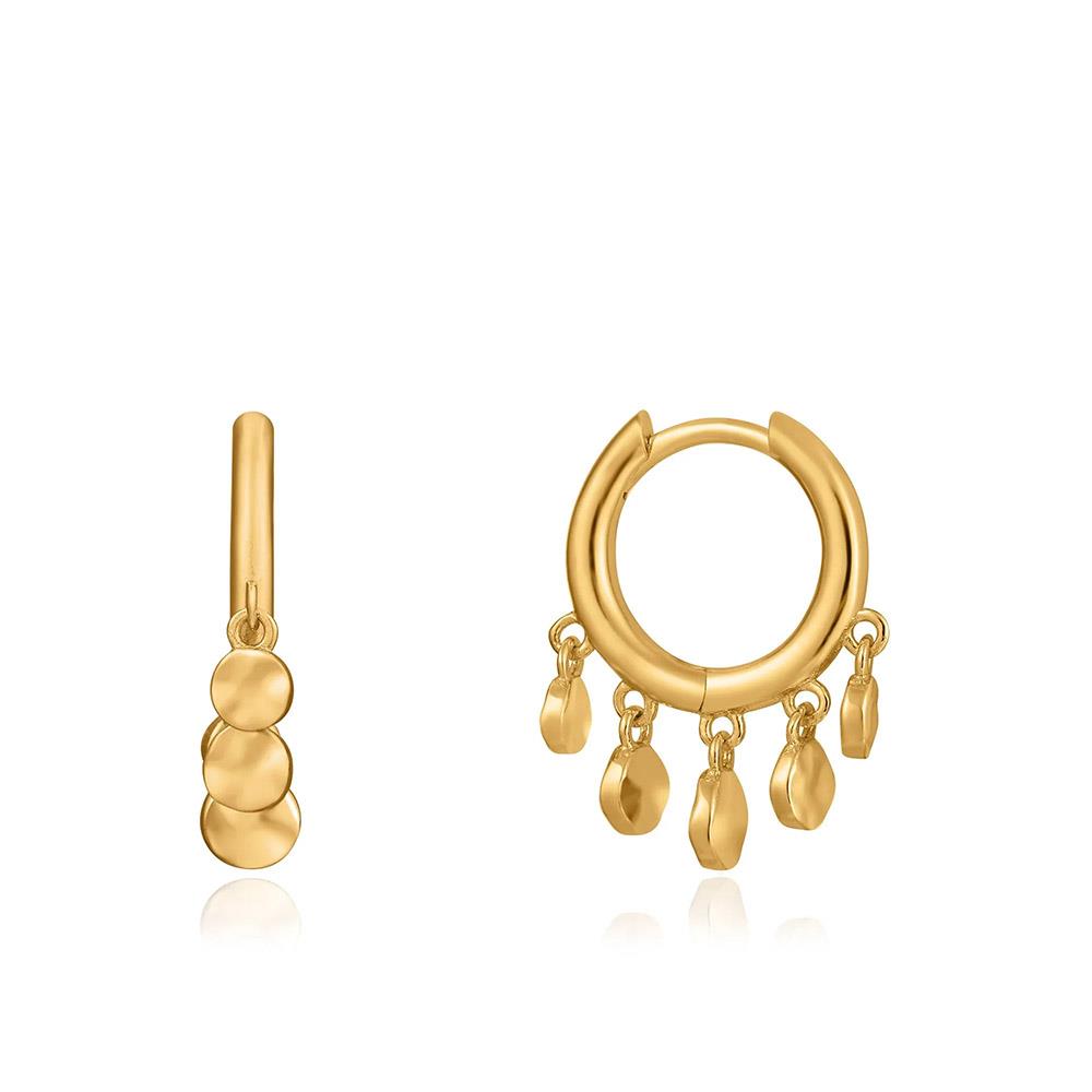 Gold Plated Mini Disc Huggie Hoop Earrings