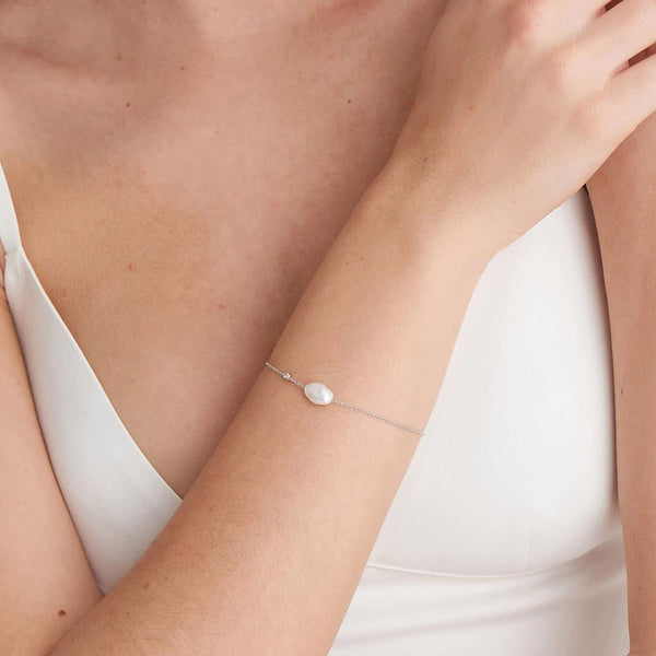 Silver Single Pearl Bracelet