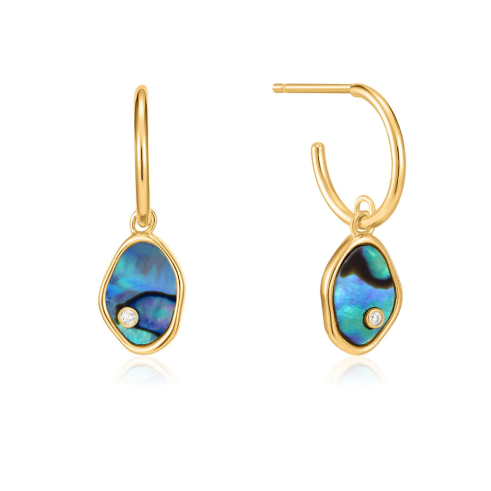 Gold Plated Tidal Abalone Mini Hoop Earrings