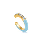 Load image into Gallery viewer, Gold Plated Powder Blue Enamel Ear Cuff
