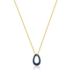 Load image into Gallery viewer, Gold Plated Navy Enamel Twisted Pendant Necklace
