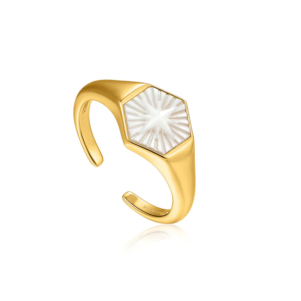 Gold Plated Compass Emblem Ring