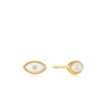 Load image into Gallery viewer, Gold Plated Evil Eye Studs
