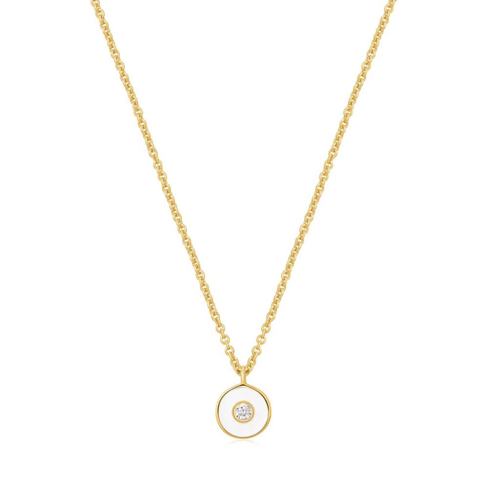 Gold Plated Optic White Enamel Necklace