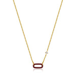 Load image into Gallery viewer, Gold Plated Red Enamel Link Necklace
