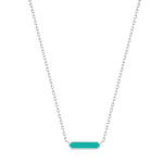 Load image into Gallery viewer, Silver Teal Enamel Bar Necklace
