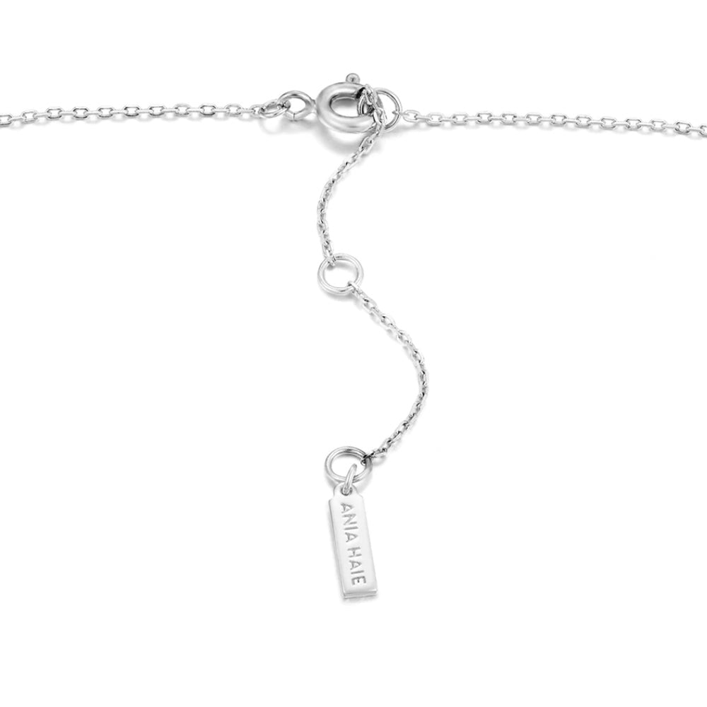 Silver Teal Enamel Bar Necklace