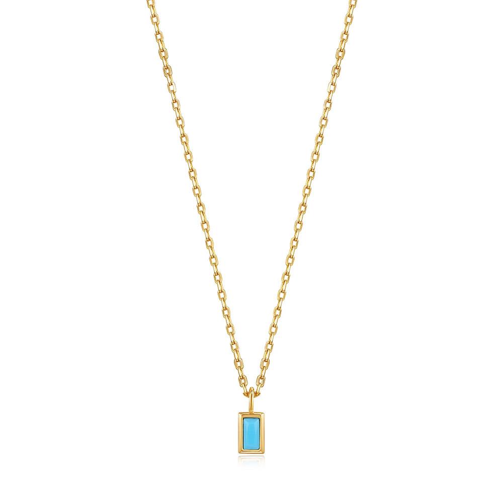 Gold Plated Turquoise Bar Necklace