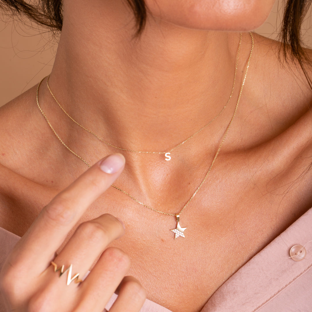 Holly Evie 9ct Gold Mini Initial S Necklace