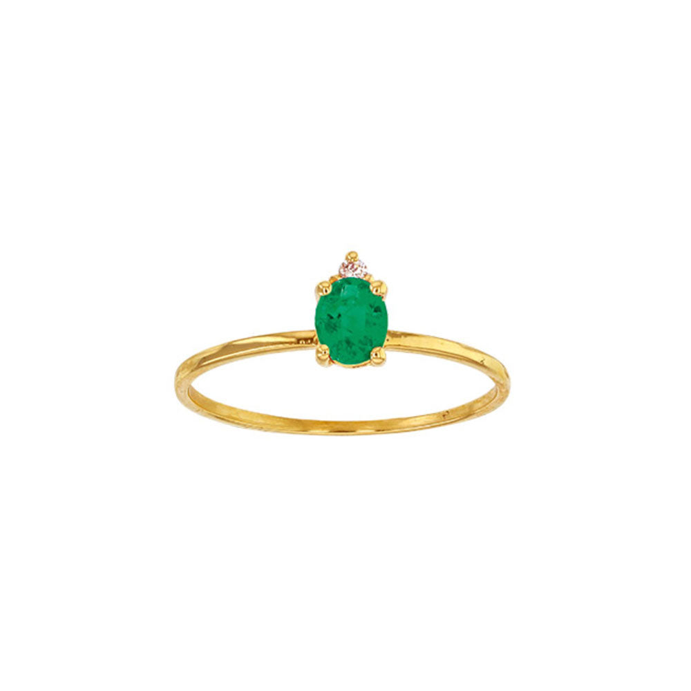18ct Gold Oval Emerald Diamond (.017ct) Ring