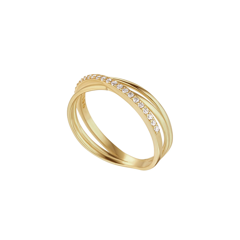 9ct Gold CZ Set Twisted Bow Band Ring