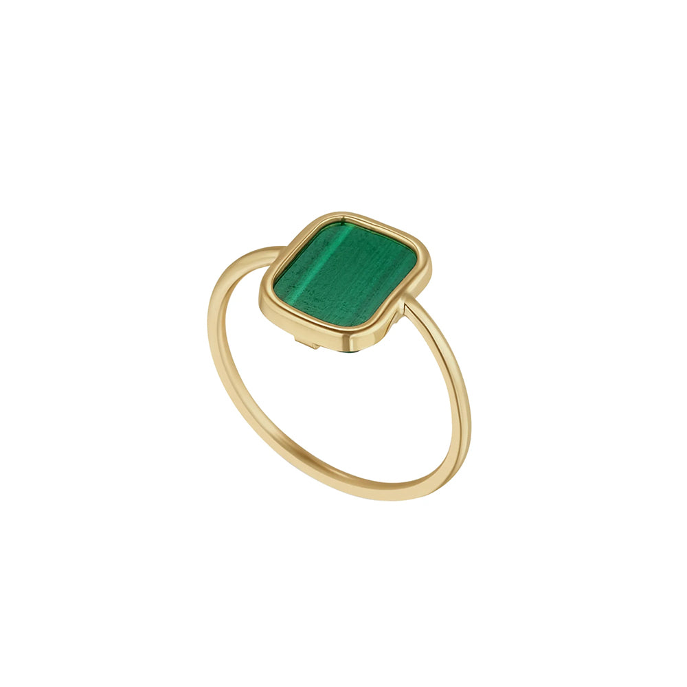 9ct Gold Rectangle Malachite Ring