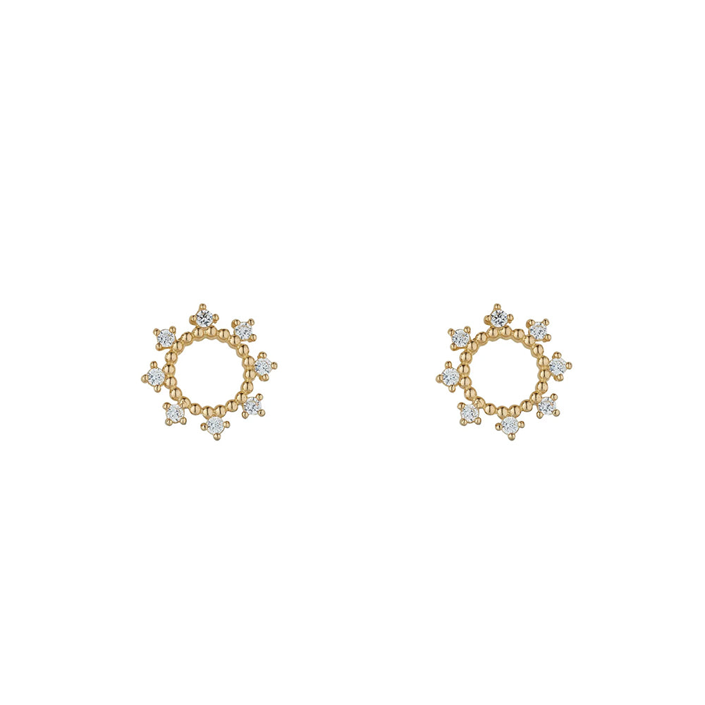 9ct Gold Open Rope Circle CZ Earring