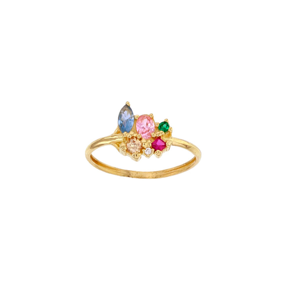 18ct Gold Round Marquise CZ Ring
