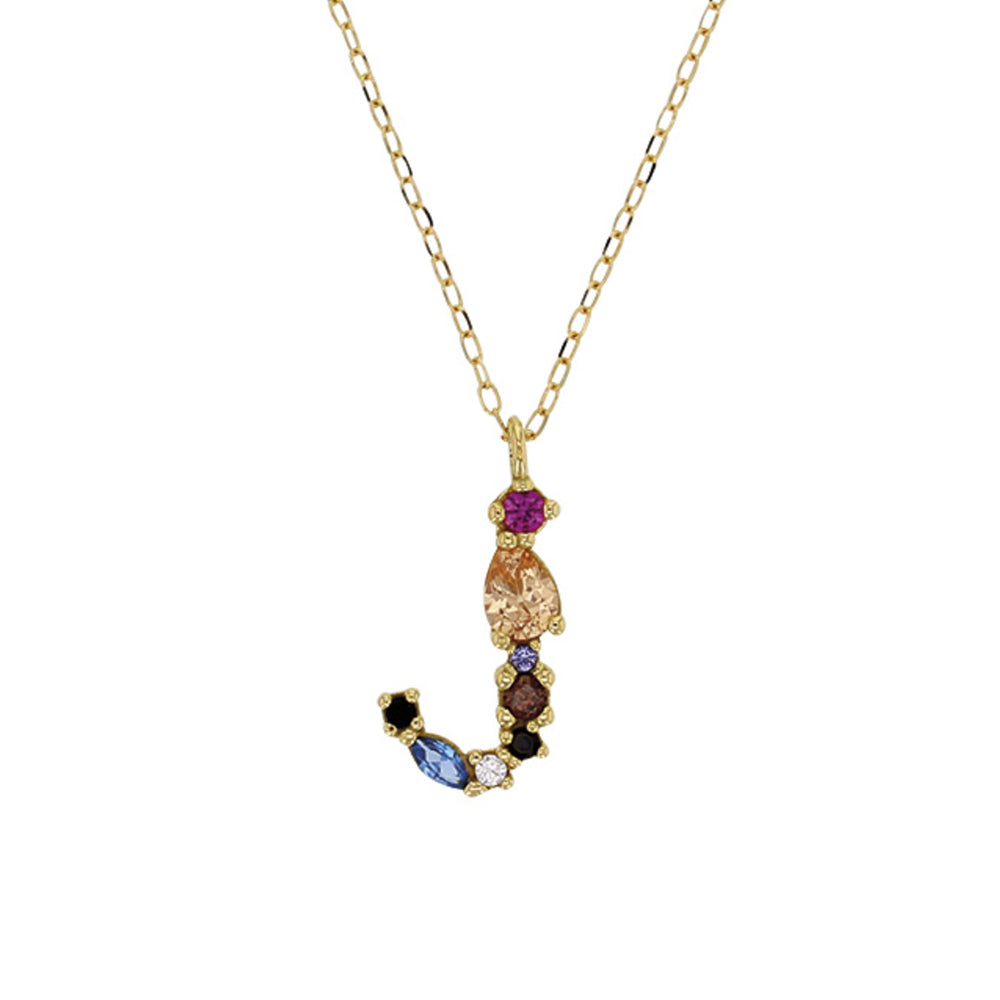 18ct Gold CZ Initial J Necklace