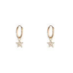 Load image into Gallery viewer, 9ct Gold CZ Star Huggie Hoop Earrings
