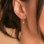 Load image into Gallery viewer, 9ct Gold CZ Star Huggie Hoop Earrings
