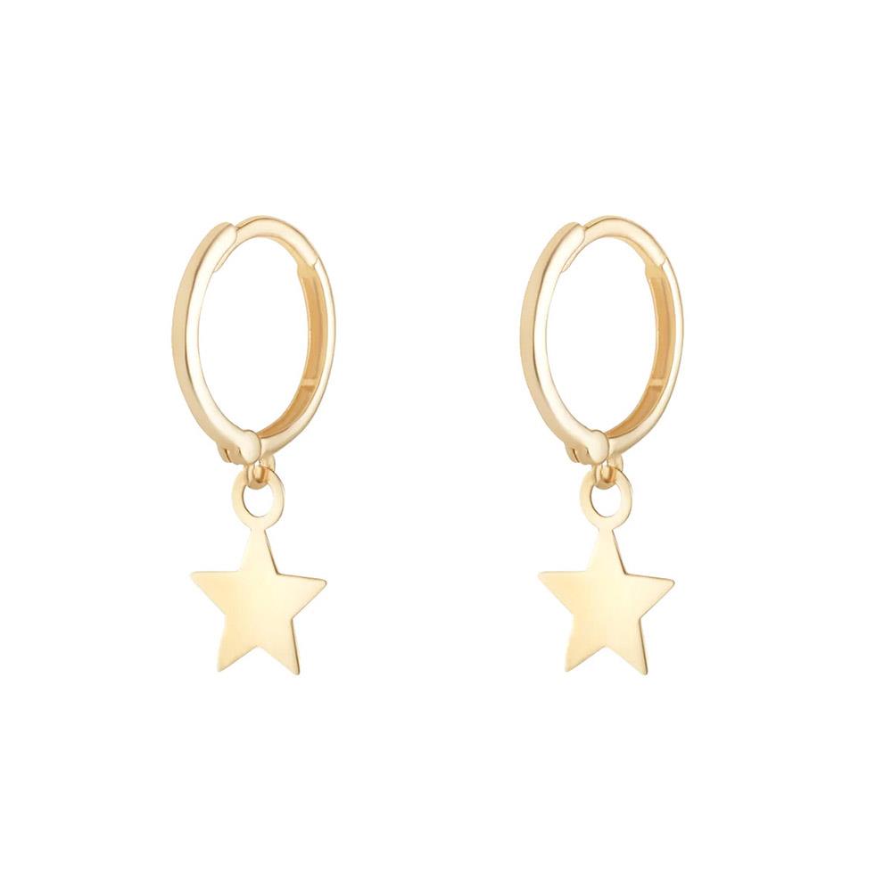 9ct Gold Star Huggie Hoop Earrings