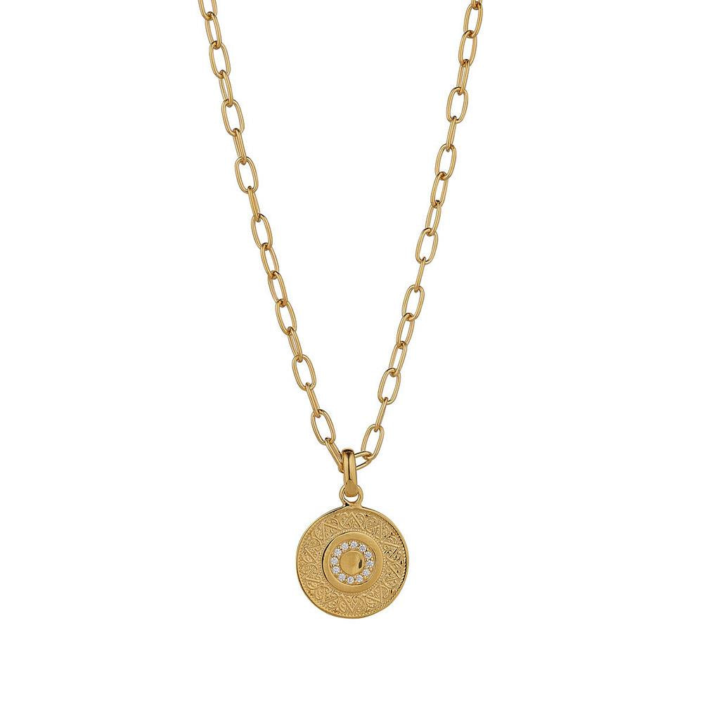 Gold Plated CZ Coin Drop Necklace