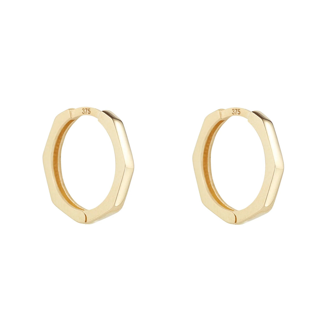 9ct Gold Bamboo Huggie Hoop Earrings