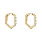 Load image into Gallery viewer, 9ct Gold Hexagon CZ Huggie Hoop Earrings
