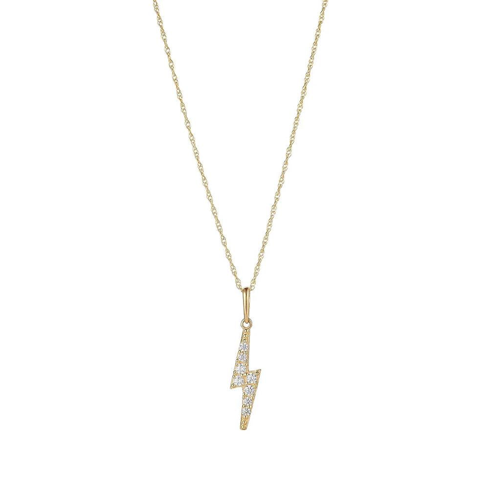 9ct Gold Lightning CZ Necklace