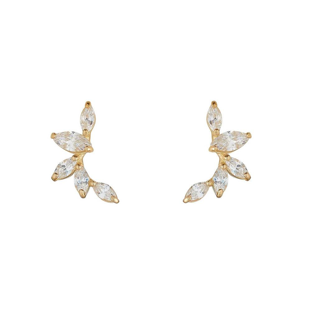 9ct Gold CZ Marquise Ear Climber Stud