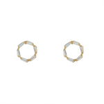 Load image into Gallery viewer, 9ct Gold CZ Baguette Circle Stud Earrings
