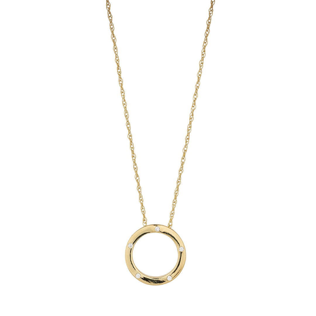 9ct Gold Open Circle CZ Necklace