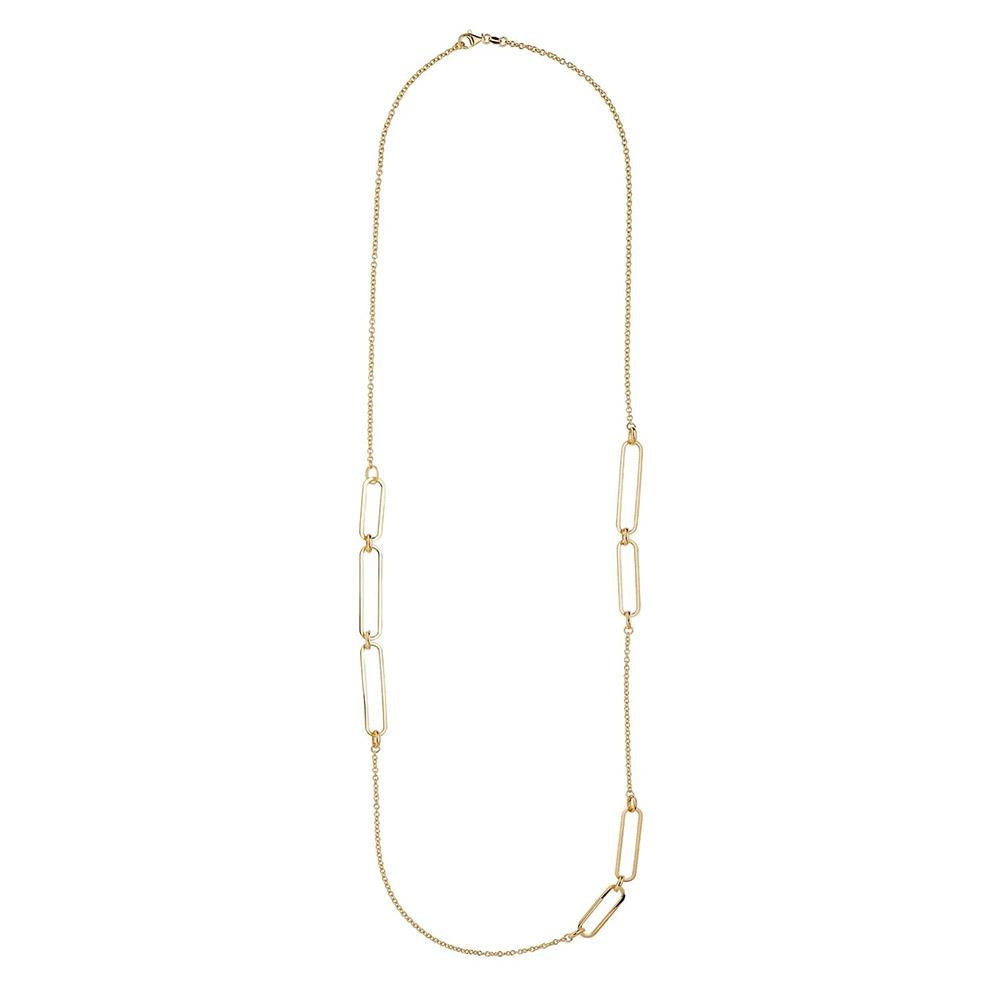 Gold Plated Oval Link Long Chain Necklace
