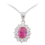 Load image into Gallery viewer, Silver Ruby Stone Cluster Pendant Necklace
