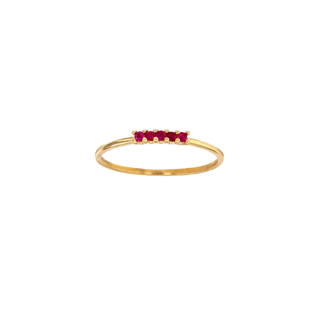 18ct Gold Five Ruby Ring