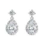 Load image into Gallery viewer, Silver CZ Pear Cluster Drop Earrings
