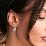 Load image into Gallery viewer, Silver CZ Pear Cluster Drop Earrings
