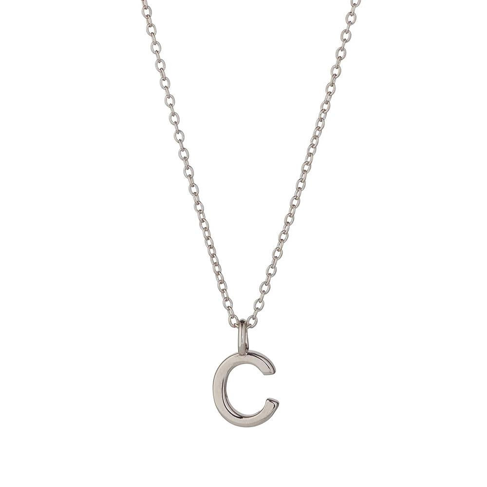 Silver Initial C Necklace