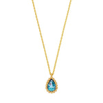 Load image into Gallery viewer, 18ct Gold Pear Topaz Beaded Finish Pendant
