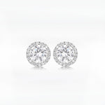 Load image into Gallery viewer, 9ct White Gold CZ Halo Round Stud Earrings
