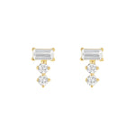 Load image into Gallery viewer, 9ct Gold Baguette CZ Stack Stud Earrings
