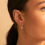 Load image into Gallery viewer, 9ct Gold Emerald Cut Drop Huggie Hoop Earrings
