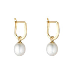 Load image into Gallery viewer, 9ct Gold Oval Freshwater Pearl Drop Earrings
