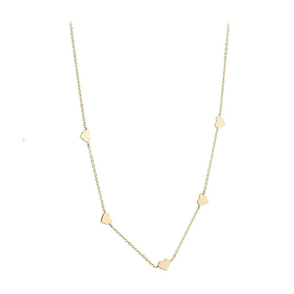 9ct Gold Five Heart Necklace