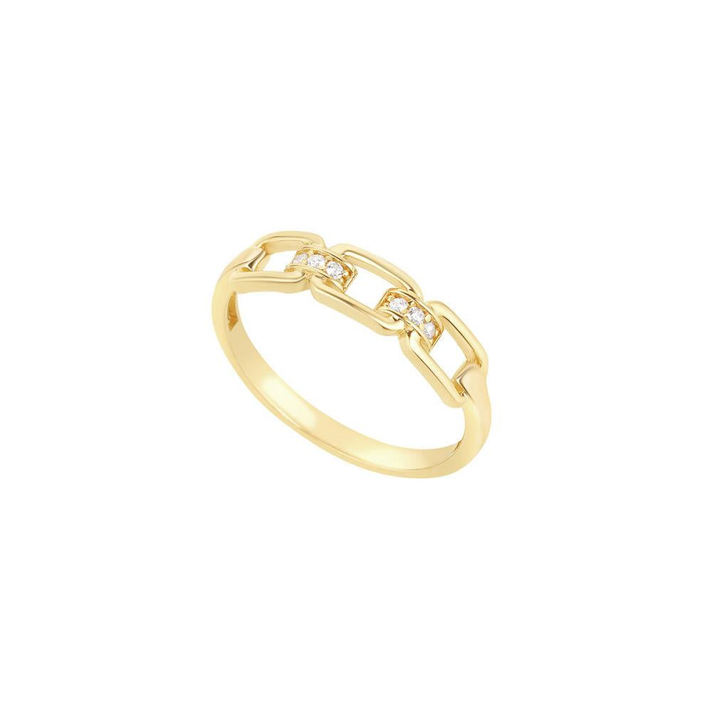 9ct Gold Chain Link CZ Ring