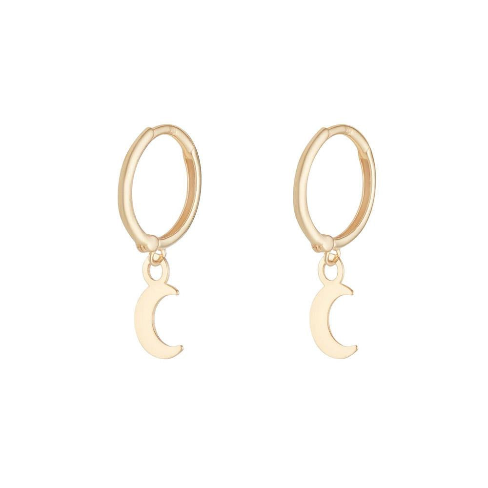 9ct Gold Moon Huggie Hoop Earrings