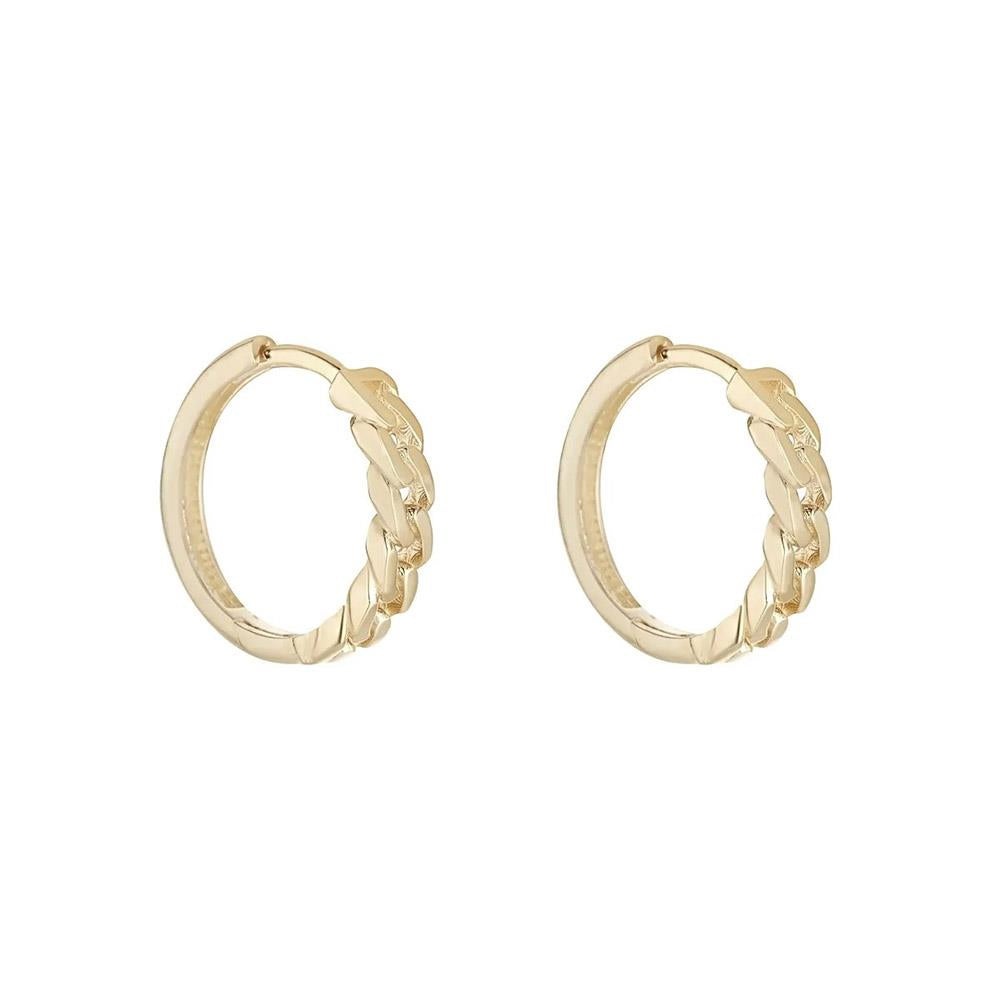 9ct Gold Curb Chain Huggie Hoop Earrings
