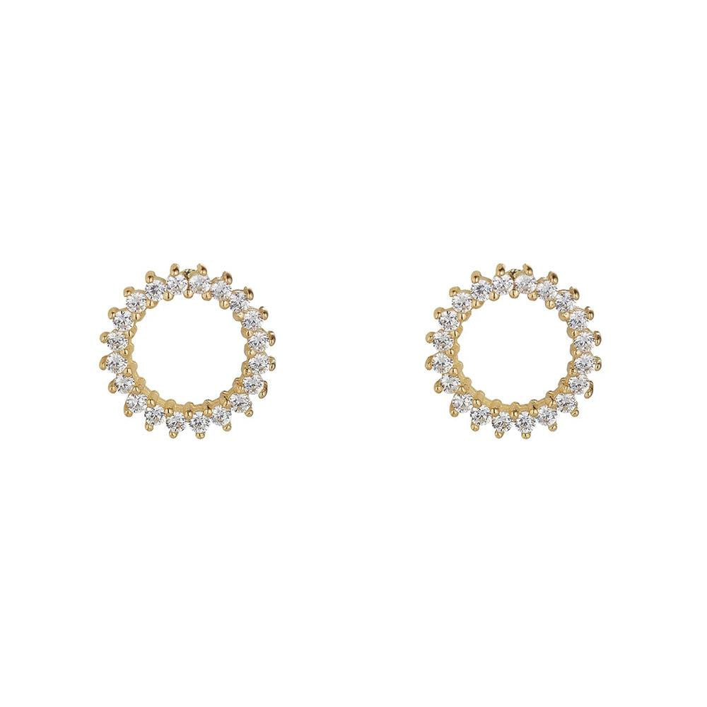 9ct Gold Open Circle CZ Stud Earrings
