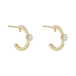 Load image into Gallery viewer, 9ct Gold Single Claw CZ Hoop Earrings
