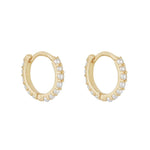 Load image into Gallery viewer, 9ct Gold Teeny Pearl Huggie Earrings
