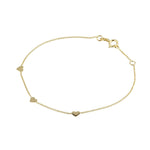Load image into Gallery viewer, 9ct Gold Trio of Hearts Dainty Bracelet
